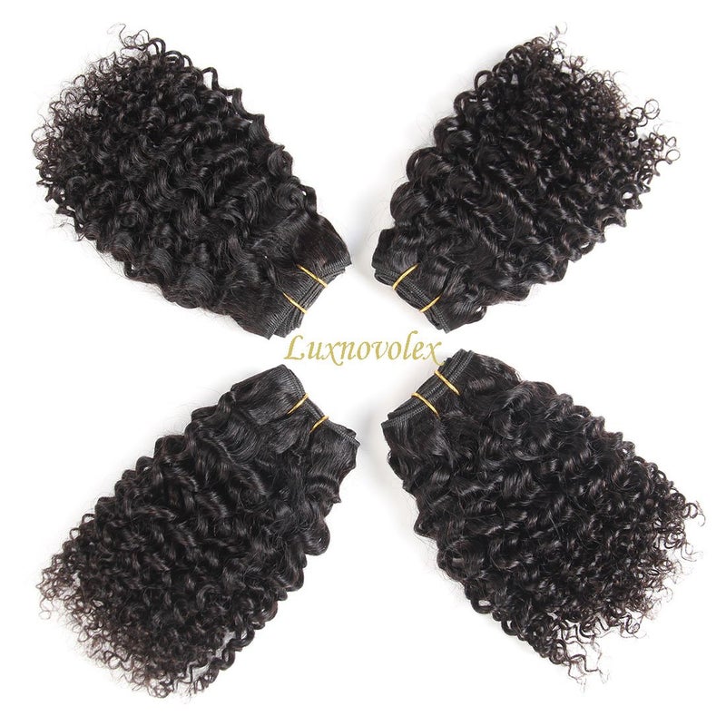 Luxnovolex Brazilian Curly Bundles Human Hair Kinky Curly 4 Bundle Short Virgin Human Hair Deals 50g/Bundle Unprocessed Remy Jerry Curly Brazilian Hair Bunldes Human Hair Weave - Image 5